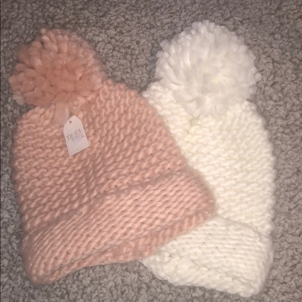 Light Pink and White Knitted hats